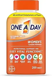 [ONE A DAY] Womens Complete Multivitamin, Daily Multivitamin with Vitamin A, B Vitamins, Vitamin C, Vitamin D, Vitamin E, Calcium and Magnesium, Immune Health Support, 200 Count