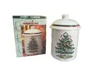 Ribbons And Tree Christmas Tree Cookie Jar Holiday Stoneware Kitchen Canister