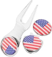 CORHAD Essential Golfing Tools Set 3pcs Metal Hat Clip Divot Fork Portable Ball Markers Golfers