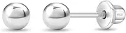 [In Season Jewelry] 925 Sterling Silver Elegant & Classic 3mm-4mm Tiny Ball Screw Back Stud Baby Earrings - Quality Round Shaped Girl's Earrings Excellent for Babies, Toddlers & Young Girls