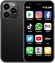 Mini 4G Smartphone, 3 Inch Mini Mobile Phone Dual SIM,Google Play Unlocked Cell Phone Dual Camera RAM 3GB ROM 64G (Black)