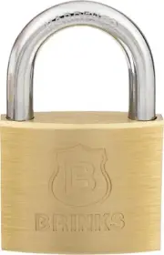 BRINKS - 40mm Solid Brass Keyed Padlock with 7/8” Shackle Clearance 171-40001