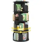 Rotating Bookshelf, Wood Corner Bookshelf, 360 Display Spinning 4 Tier Black