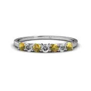 TriJewels Round Citrine & Diamond Stackable Wedding Band Ring 14K Gold JP:33429