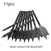 11Pcs/set Steel Shank Spade Flat Wood Drill Bit Set Wood Drilling Power Tools
