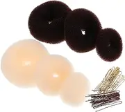 PENIKOKO 1 Set Women's Nylon Hair Donut Bun Maker Set Versatile Styling Tool for Updos Includes U-shaped Pins for Parties Wedding and Everyday