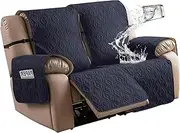 Genina Waterproof Loveseat Recliner Cover Non-Slip, Sofa Cover for Reclining Couch 2 Seat, Washable Couch Cover Loveseat Furniture Protector Cover for Pets Dogs Kids (Navy, Recliner Loveseat)