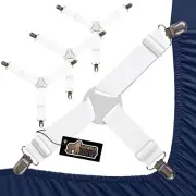 Bed Sheet Straps Adjustable Elastic Fasteners with Metal Clips Keep in Plac