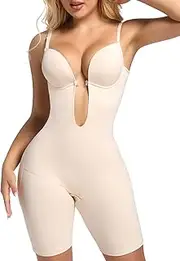 [Decorus] Backless Shapewear Strapless Bodysuits - Women Low Back Body Shaper ：Full Body Tummy Control Built in Bra With Plunge