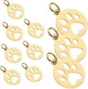 JEWEDECO Stainless Dog Paw Charms 10pcs Hollow Charms Set for Diy Jewelry Keychain Necklace Bag Hanging Ornament