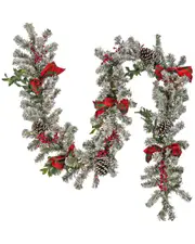 National Tree Company 9ft General Store Snowy Garland with LED Lights & Bows
