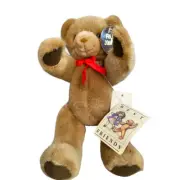 Vintage 1985 Best Friends Reticulated Brown Bear with Storage Box Bowtie Jointed