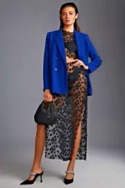 NWT ANTHROPOLOGIE MAEVE DOUBLE BREASTED LONGLINE BLAZER JACKET COAT ROYAL BLUE 2