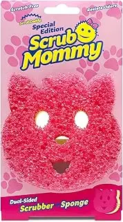 Scrub Mommy Cat Shape - Use as a Regular Scrub Mommy or as a Cleaner for Pet Areas and Messes - One Side for Scrubbing, the Other for Mopping Up