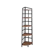 IHOMDEC 5 Tier Industrial Corner Bookshelf with Metal Frame, Brown