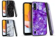 Tempered Glass / Flake Marble Cover Case For Samsung Galaxy A01 SM-A015 S111DL
