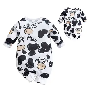 【Mesenfants】塗鴉牛牛 童裝 長袖嬰兒服 嬰兒連身衣 寶寶包屁衣 爬服