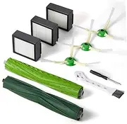 Replacement Parts & Accessories for iRobot E, I & J Series, Combo i5, j5 Series Robot Vacuum, Dual Multi-Surface Rubber Brushes & 3 HEPA Filter & 3 Edge-Sweeping Brushes