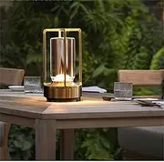 Portable Metal Table Lamp, Rechargeable Cordless LED Table Lamp for Indoor/Outdoor, 3-Colour Infinitely Dimming Crystal Lantern Light Small Desk Lamp for Restaurant/Bedroom/Bar/Coffee Shop/Camping