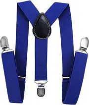 [axy] HTK25-1 Children's Boys Braces Y Shape Wide 2.5 cm with 3 Strong Clips Can be Combined with Bow Tie Plain Colours