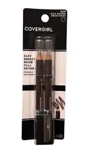 CoverGirl Easy Breezy Brow Fill + Define Pencils + Sharpener 505 Rich Brown 2 Pk