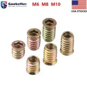 M6 M8 M10 Furniture Nut Hex Drive Flat Head Screw Threaded Wood Insert Nuts US