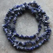 Blue Sodalite Chip Loose Beads 33" Strand Natural Gemstone Chips