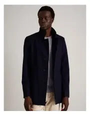 [Blaq] Felix Funnel Neck Coat in Navy
