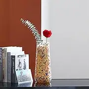 Glass Vase,12" H Large Vase,Creative Luxury Vase,Glass Flower Vase for Decor,Art Vase for Home Decor,3.97 lb Heavy Glass vase,Noble Colored Wave Point Dot Hand Blown Vase,Tall Vase for Flower