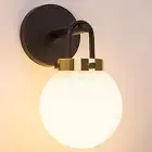 Black Wall Sconce, Modern Globe Wall Light Fixtures, Gold Wall Mounted Lamp w...