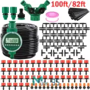 82/100ft Sistema De Riego Por Goteo Automatico Aspersores Para Cesped Jardin Kit