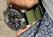 22mm G10 ARMY green Nylon Fabric Canvas Watch Band Strap 316L Steel Black Loop