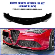 Gloss Black Front Spoiler Lip Lower Splitter For Alfa Romeo Giulia 2015-24 16 17