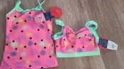 Freestyle by Danskin Girls Gymnastic Top Set Polka Dot Pink Size 6/6X New