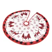 35" Snowflake Christmas Tree Red Skirt Round Base Xmas Floor Mat Decor Ornament