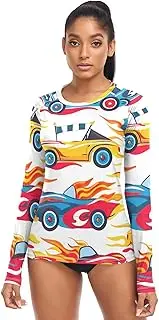 [RPLIFE] Cute Squirrel Long Sleeve Swim Shirt Rash Guard Surf, Women's Long Sleeve Cooling Shirt, Racing, Small