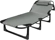 Steel Foldable Camping Bed with Pillow Height Adjustable Camping Cot Breathable Foldable Bed Portable Camping Beds