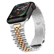 Friendie Perth Collection Steel Link Band for Apple Watch (Silver/Gold) [Large]