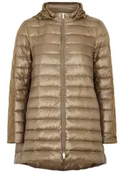 Herno Hooded Quilted Shell Coat - Camel - 40 (UK8 / S) 40 (UK8 / S)