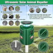 Outdoor Cat Repeller, 360 Solar Ultrasonic Animal Repellent With Motion Sensor & Led Flashing Light, Cat Scarer 5 Modes Adjustable Waterproof Dog Rabb