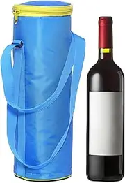 [Leberna] Wine Bag Single Bottle Carrier Tote, Insulated Wine Cooler Bag for Travel Picnic Beach with Shoulder Strap(Sky Blue, 1 Bottle)
