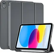 ProCase for iPad (A16) 11th Generation 11 Inch 2025/ iPad 10th Generation 10.9 Inch 2022 Case with Pencil Holder, Hybrid Cover with Soft TPU Back, Supports Touch ID, Auto Wake/Sleep -Grey