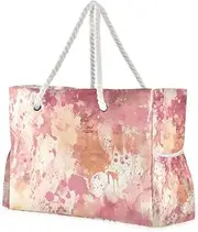 [Yoogain] Watercolor Abstract Splash-ink Light Color Portable Beach Tote Bags with side pocketes Waterproof Tote Bag with cup holders on side, Watercolor Abstract Splash-ink Light Color, 1 size