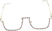 [Healvian] Rhinestone Decorative Eyeglasses Frames Sparkly Half Frame Fashionable Eyewear for Parties Dazzling Glamour Easy to Match with Outfits