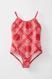 [Cotton On Kids] Cotton On Kids - Renee Bow One Piece - Varsity red/floral paisley 7 VARSITY RED/FLORAL PAISLEY