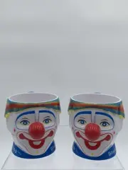 2 Ringling Brothers Barnum Bailey Circus Plastic Clown Coffee Mug Set Vintage