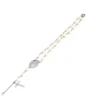 Silver Pearl Cross Bracelet