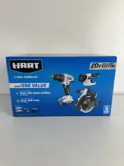 NEW HART 20V 3-Tool Combo Kit, Drill, 6-1/2" Circular Saw, and LED Light 1 Each
