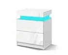 ALFORDSON RGB LED Bedside Table Nightstand 2 Drawers High Gloss in Black, White