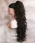 Dark Brown Ponytail Hairpiece LONG Claw Clip in/on Curly Extension Hair Piece #4